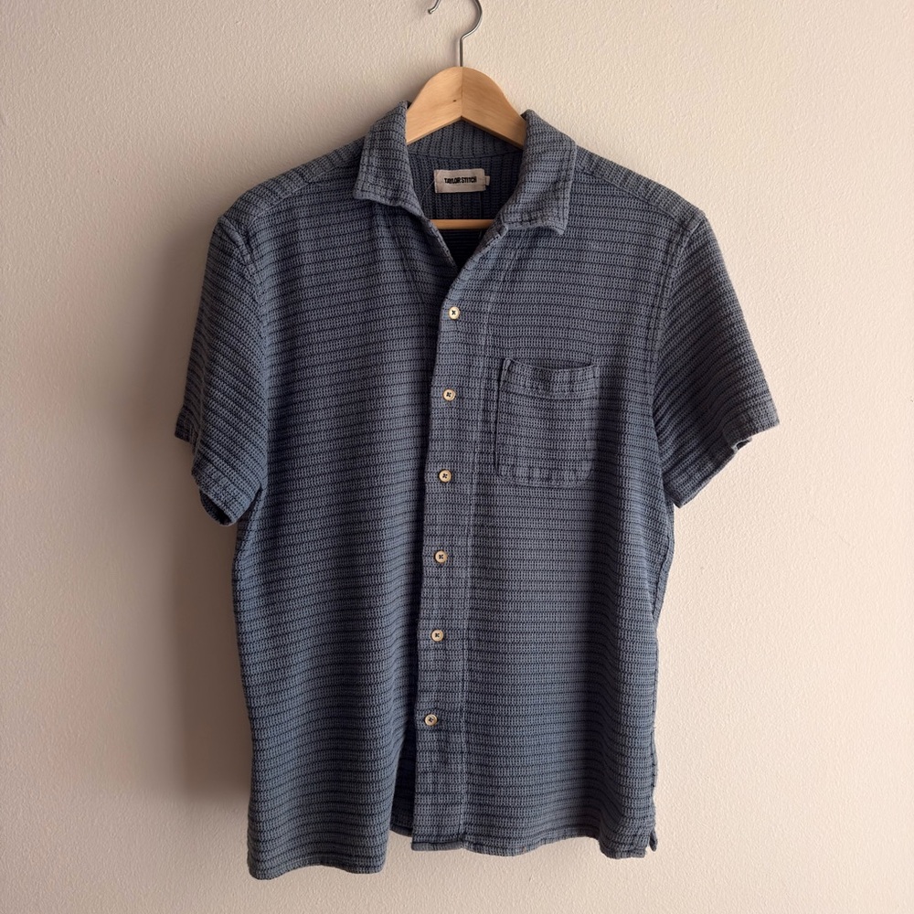 Taylor Stitch Blue Short-Sleeve Casual Button-Down Shirt